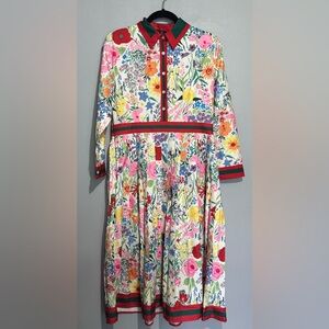 Dalia MacPhee Women's Floral Fit Flare Midi Dress Size Large